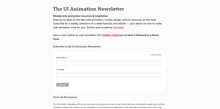 UI animation newsletter