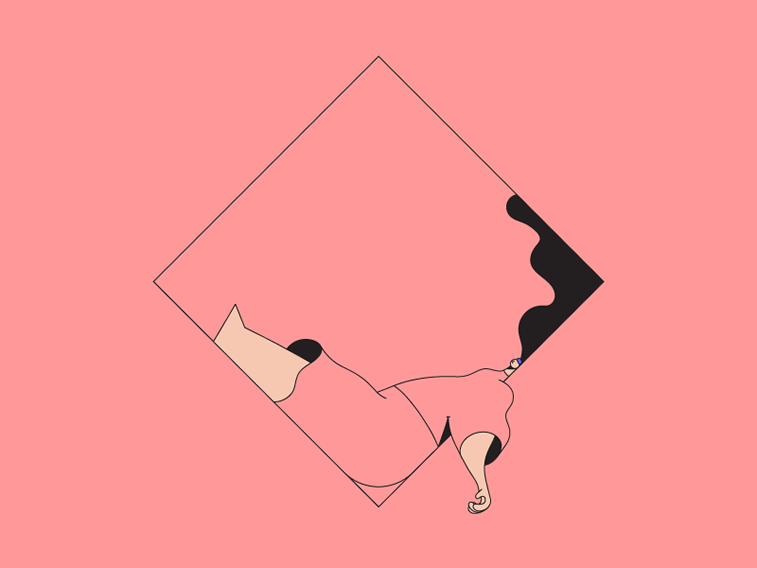 illustration girl resting square frame