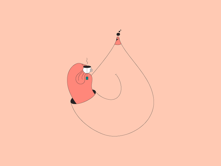 illustration linn fritz big hand small tea cup