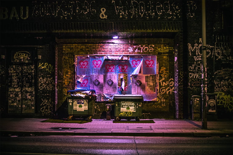 hamburg nocu fotografija ulica kontejneri posteri