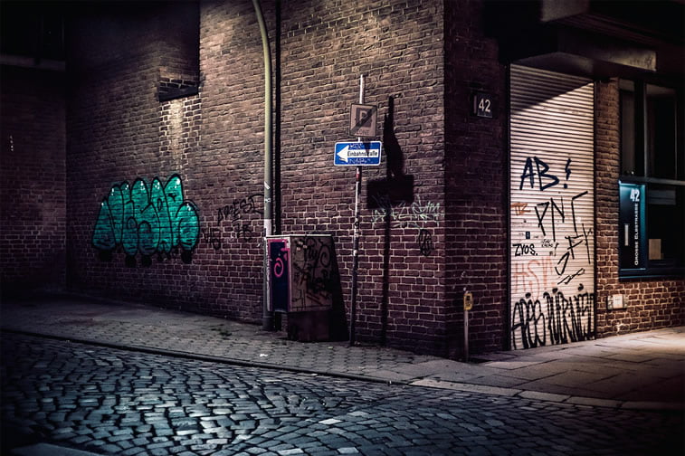 hamburg nocu fotografija ulica ugao