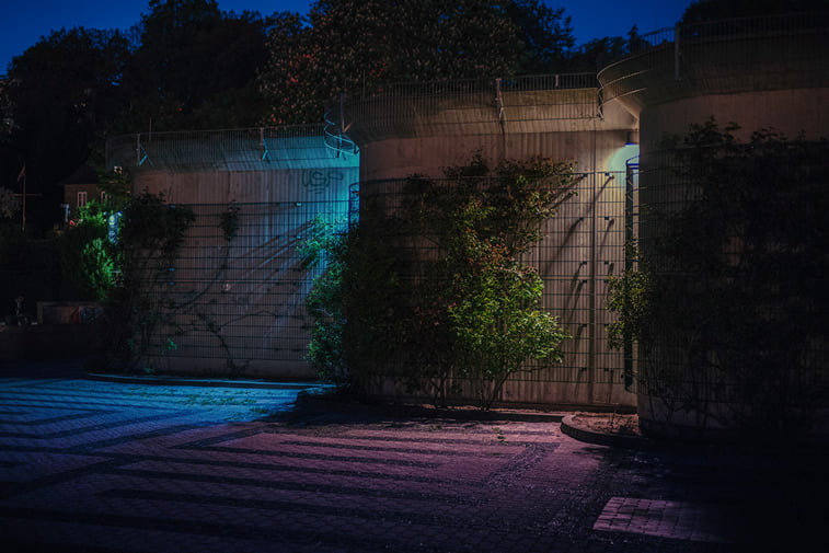 hamburg nocu fotografija zid senke