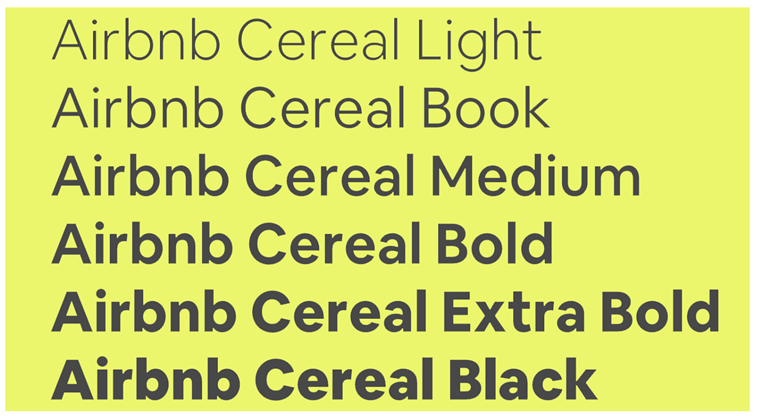 cereal font stilovi airbnb rebrand