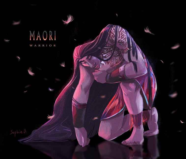 maori ratnik ilustrovani lik