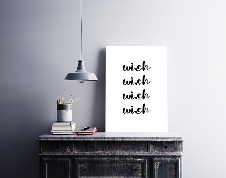 wish script font photo office set poster