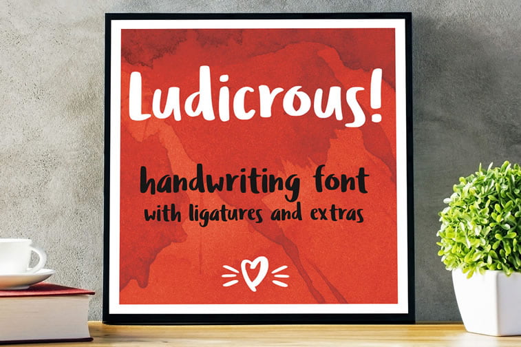 ludicrous handwritting font ligatures extras