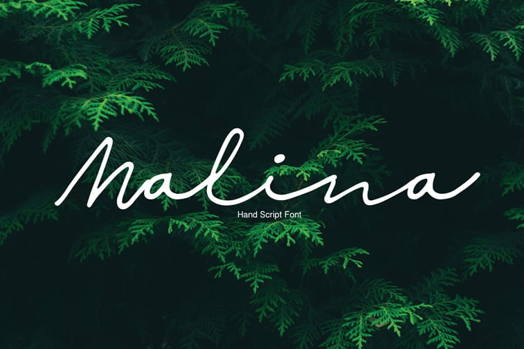malina hand script font tree