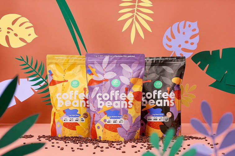 coffee beans brand colorful packagind design