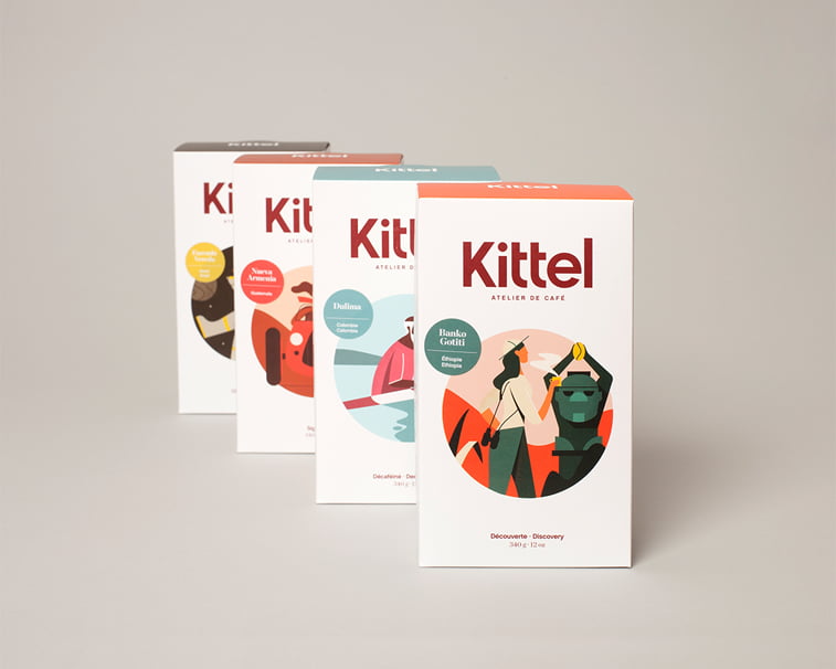 kittel coffe packaging design illustration 