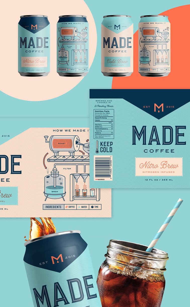 made coffee packaging design can illustration