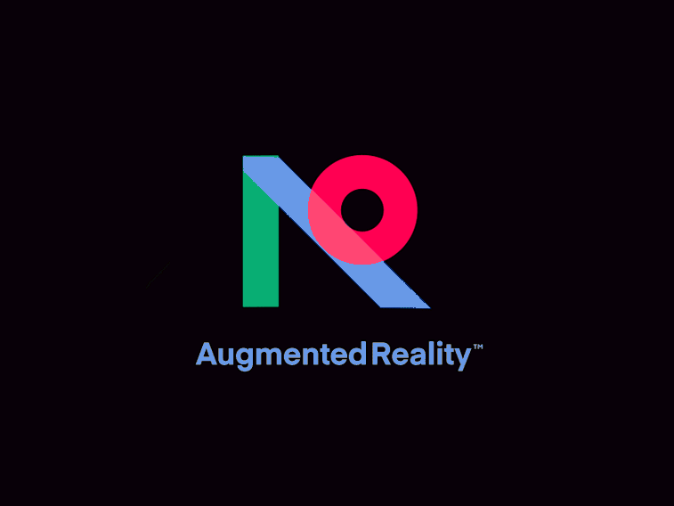 AR logo concept bright colors black backround geometry