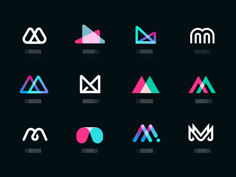 letter M explorations logo design bright colors