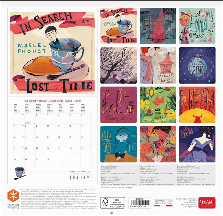 kalendar za ljubitelje knjiga 2019 ilustracije
