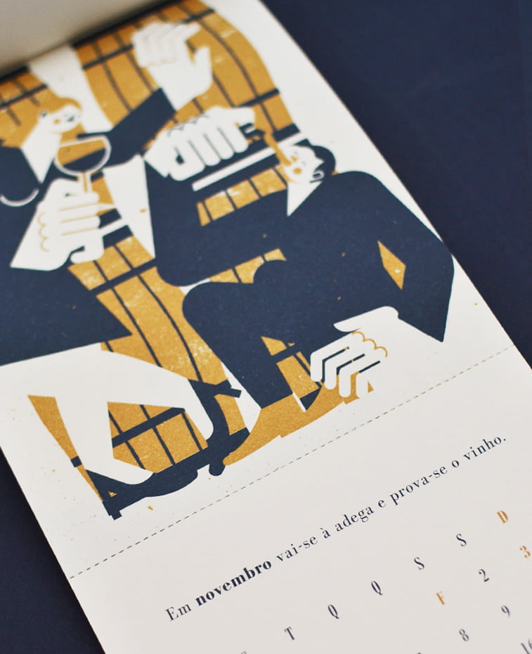 Kalendar za kompaniju Beija Floor ilustracija muskarac i zena