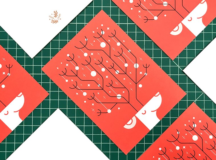 christmas card design red reindeer