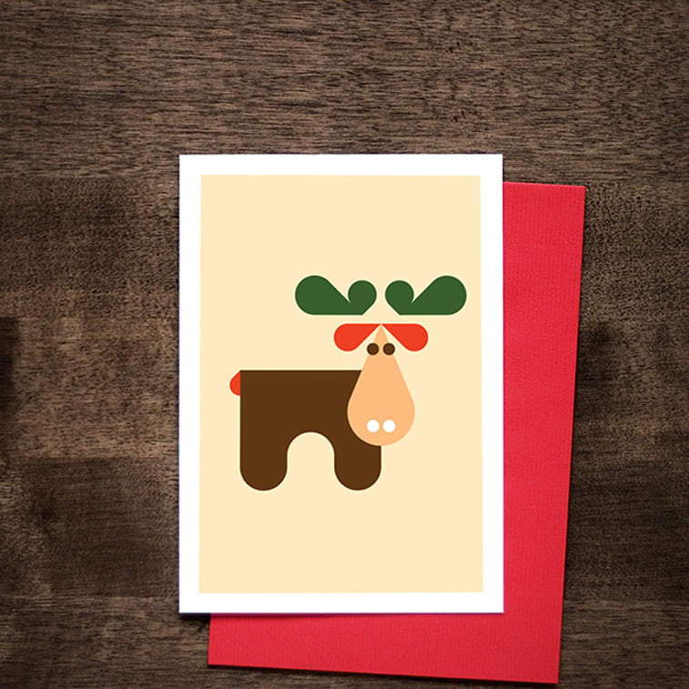 cute reindeer illustration card design 