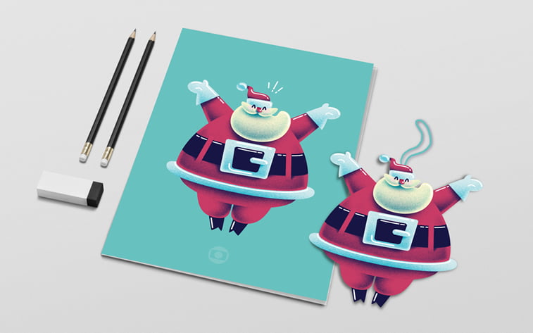 cute santa character design christmas card