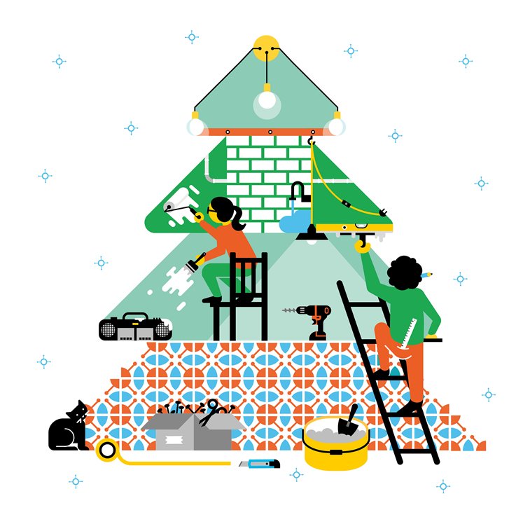 christmas tree illustration card design