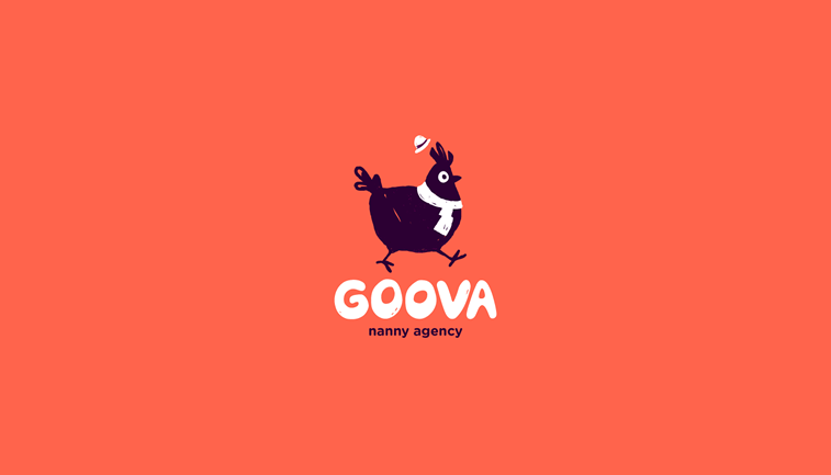 goova nanny agency logo funny chicken illustration 