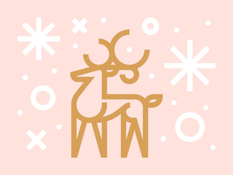 reindeer gold snowflakes shiny card
