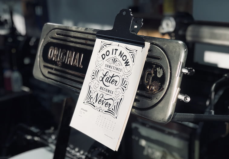 Letterpress radionica kalendar citat tipografija