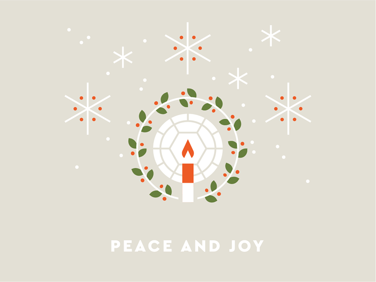 peace and joy christams card candle calm