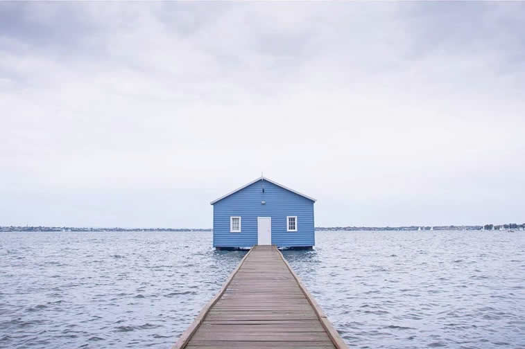 cottage on water wodden deck