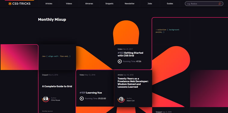 Bright colors CSS-Tricks website