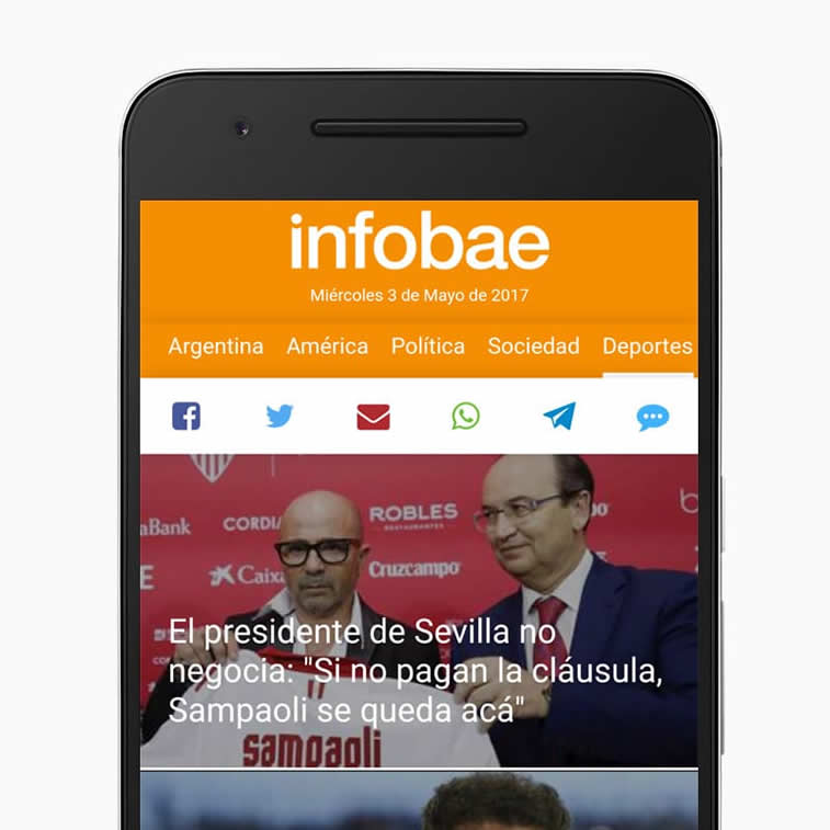 infobae news portal pwa in spanish