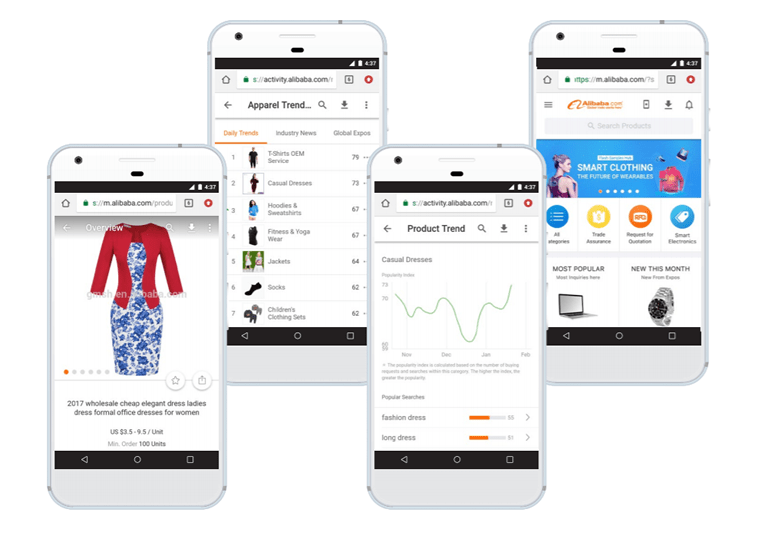 Alibaba ecommerce PWA smartphone
