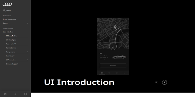 Audi user interfaces Audi UI system homepage