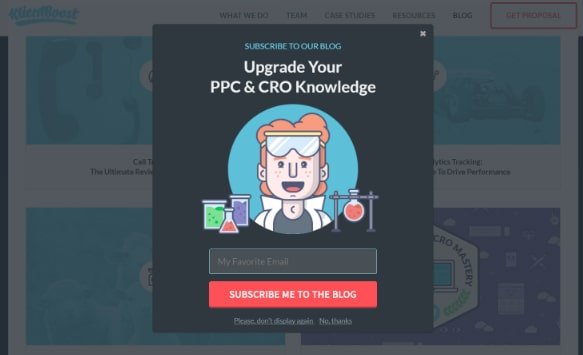 popup example newsletter subscription