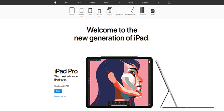 Layout for iPad Pro, on the website of Apple.