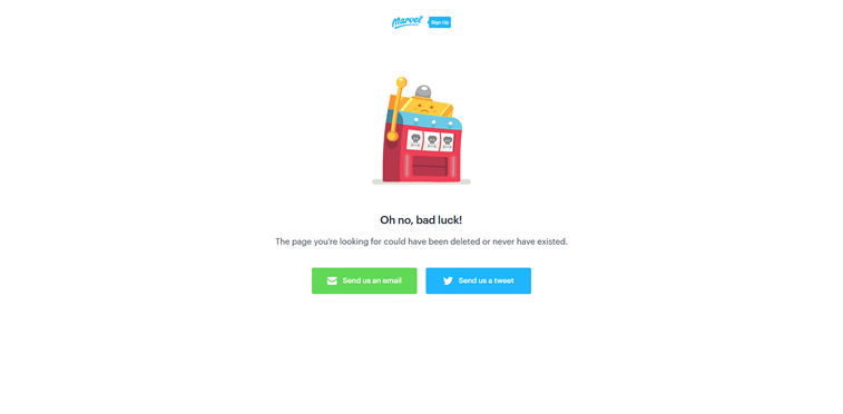 Marvel page not found screenshot