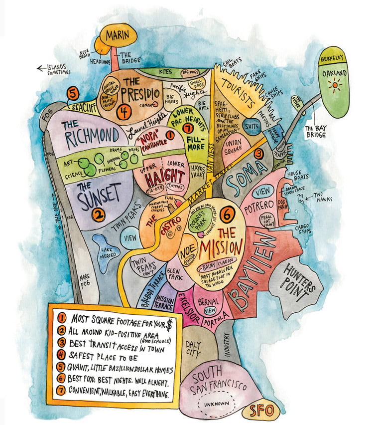 Map of San Francisco drawing by wendy macnaughton
