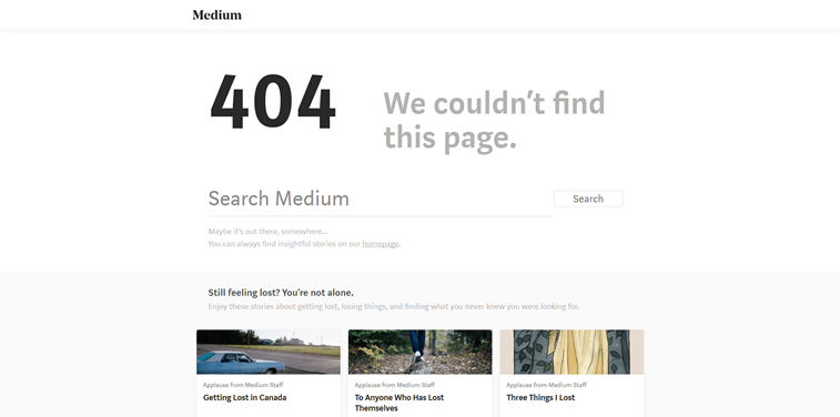 Medium 404 page design