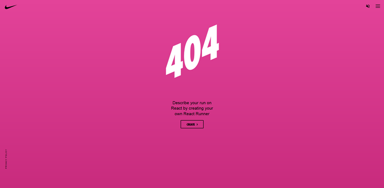 Nike React 404 error page creator