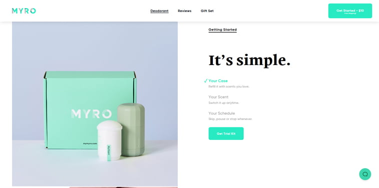 myro deodorant gettig started pack