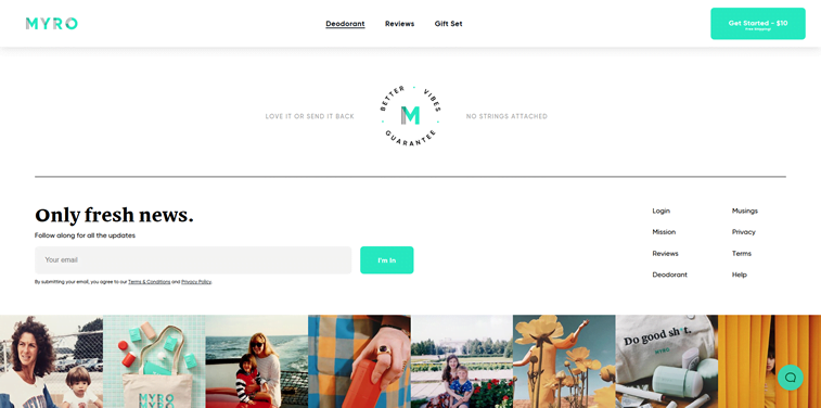 myro deodorant newsletter sign up