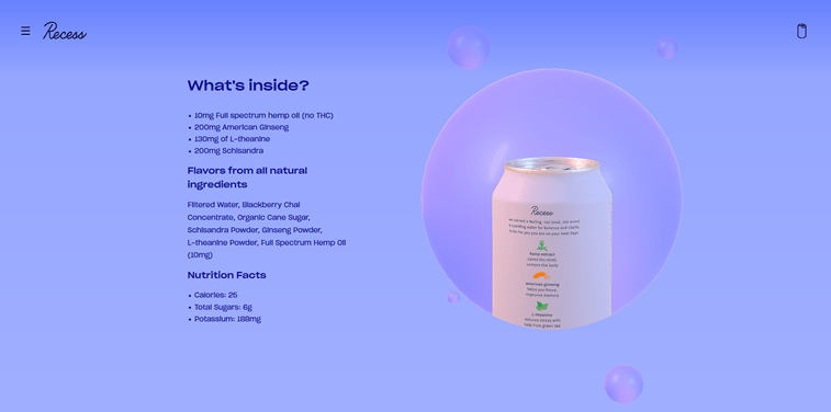 recess water product page