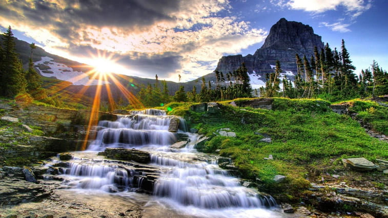 planinski potok sunce priroda desktop