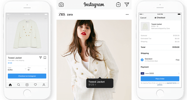 instagram shopping checkout example