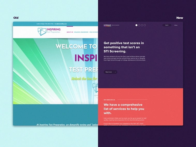 old vs new website redesign