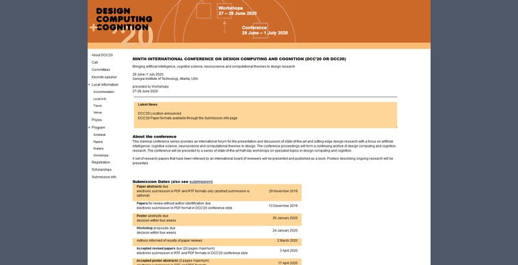ninth international conference on design computing and cognition - dcc'20