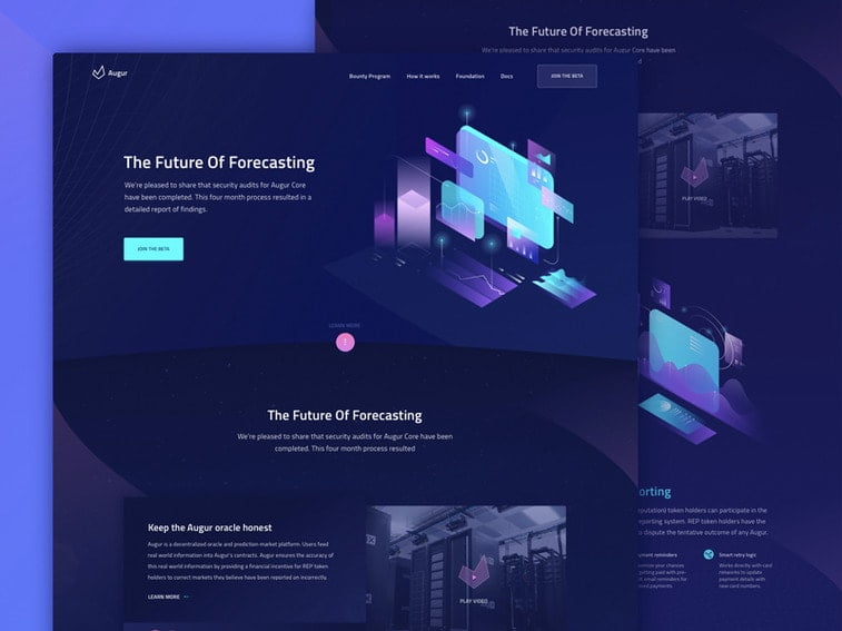 luminous purple blue blockchain website