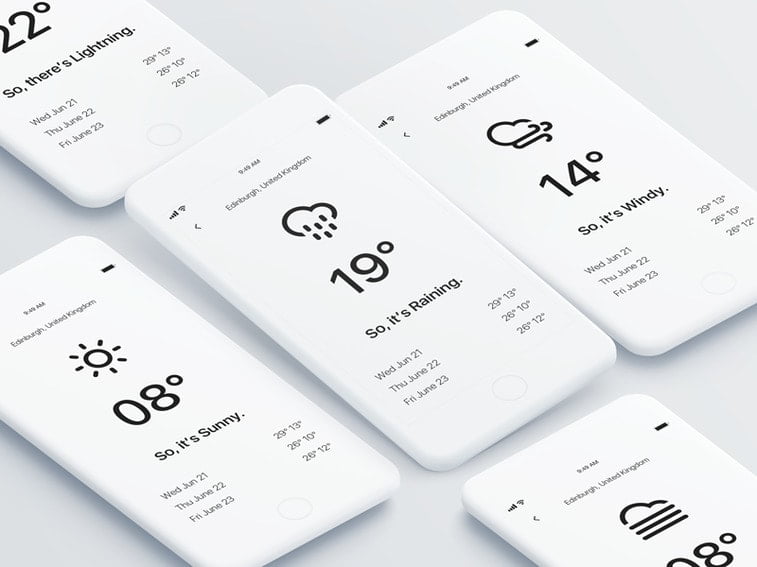 minimalistic weather app black and white