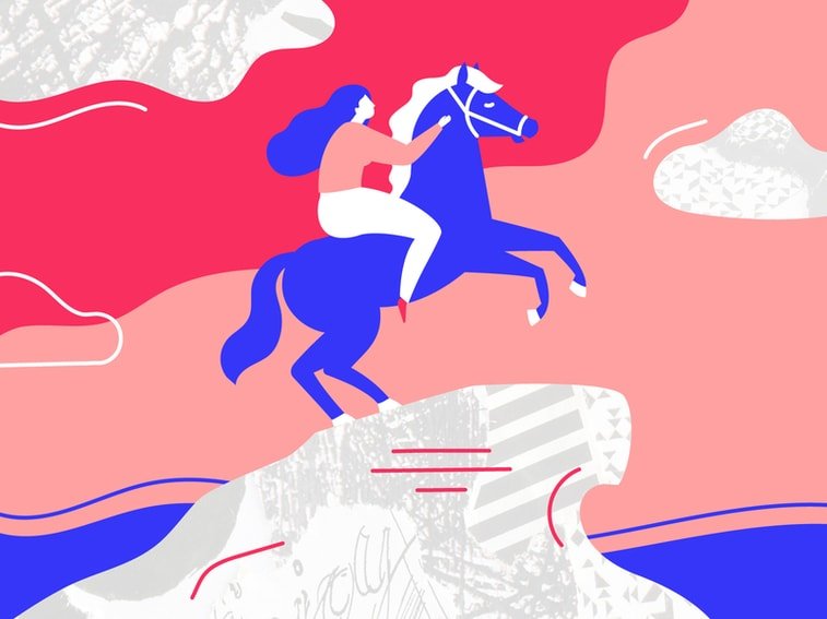 women's day illustration woman horse monument illustration