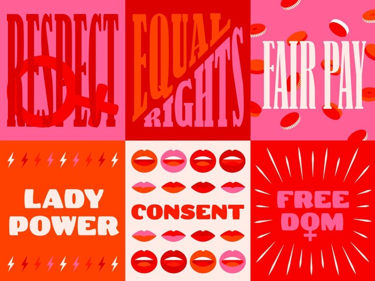 pink red feminist messages