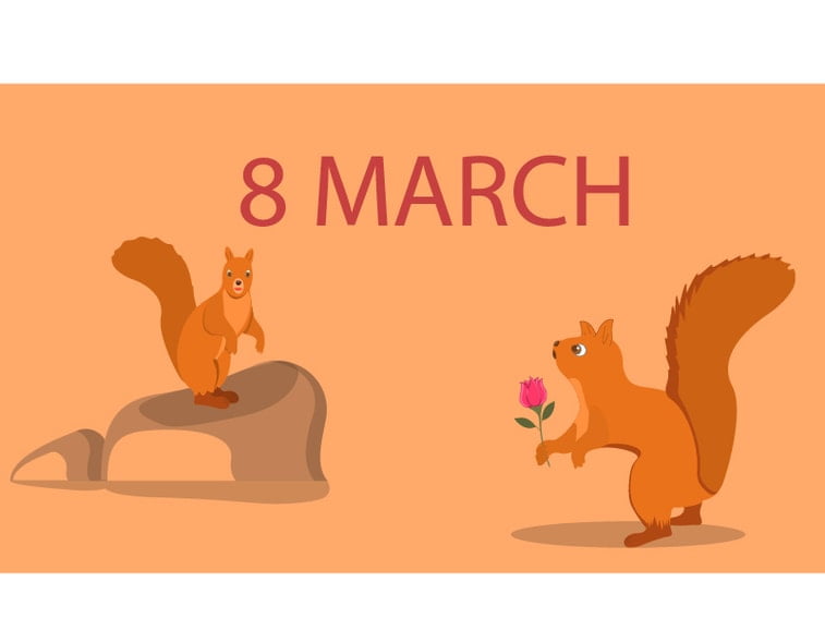 women's day illustration squirrels