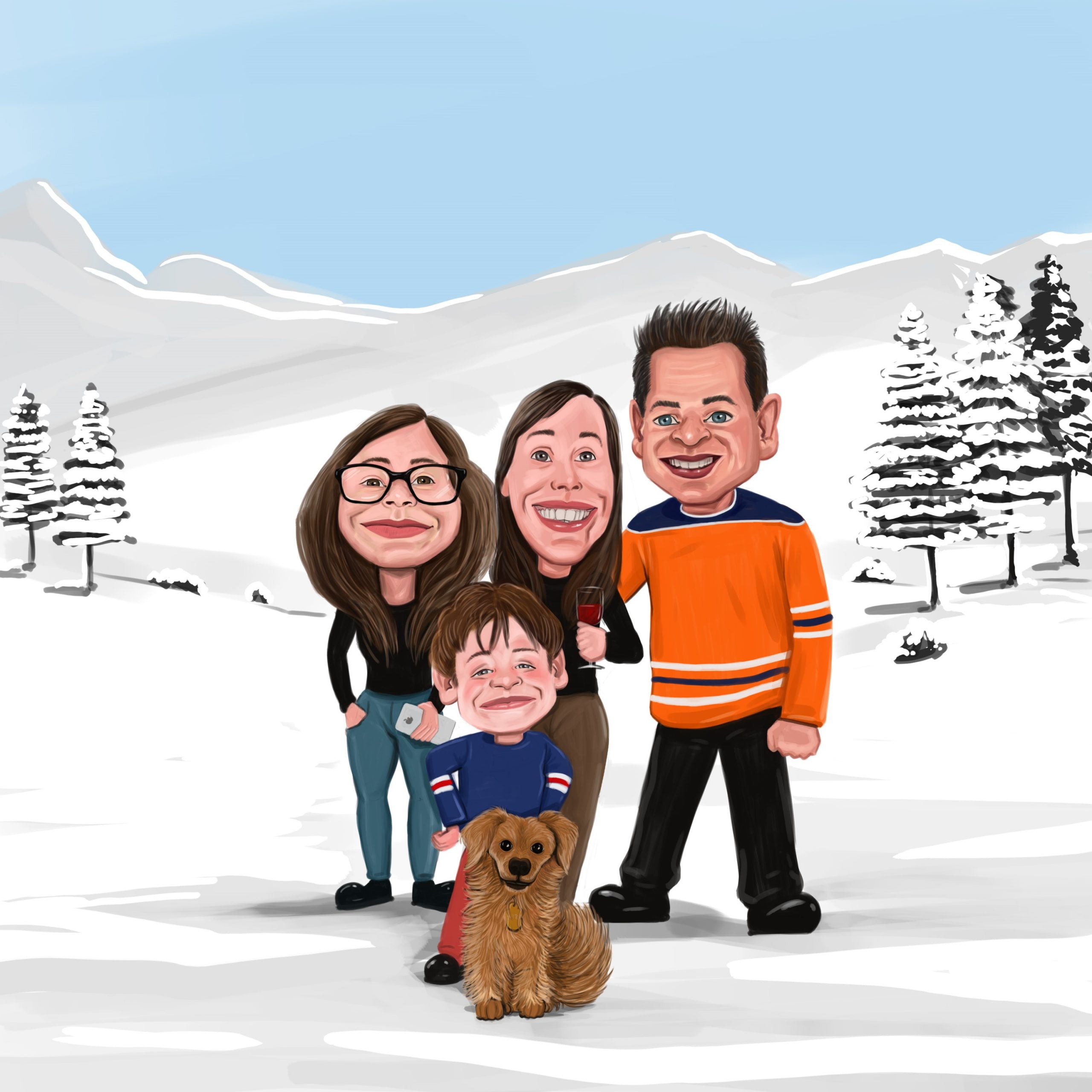 Family having fun in winter